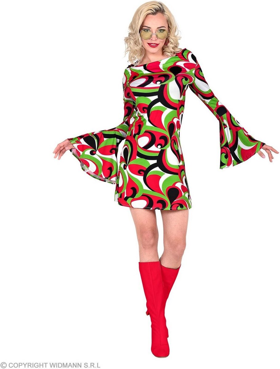 Hippie Kostuum | Miss Seventies Jurk Vrouw | XL | Carnaval kostuum | Verkleedkleding